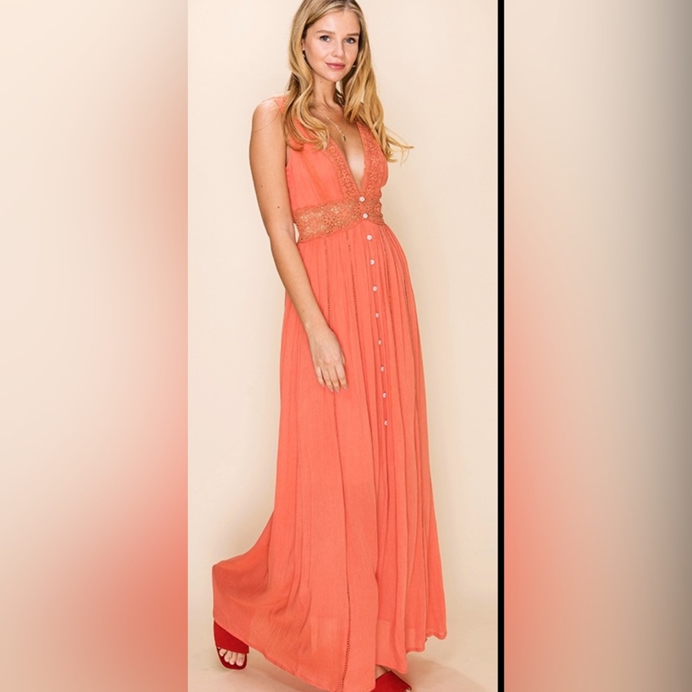 Orange Crocheted Dress L